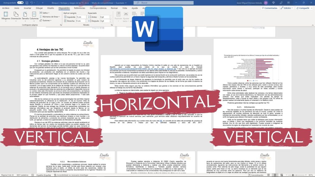 aprende a cambiar la orientacion de la pagina a horizontal en word