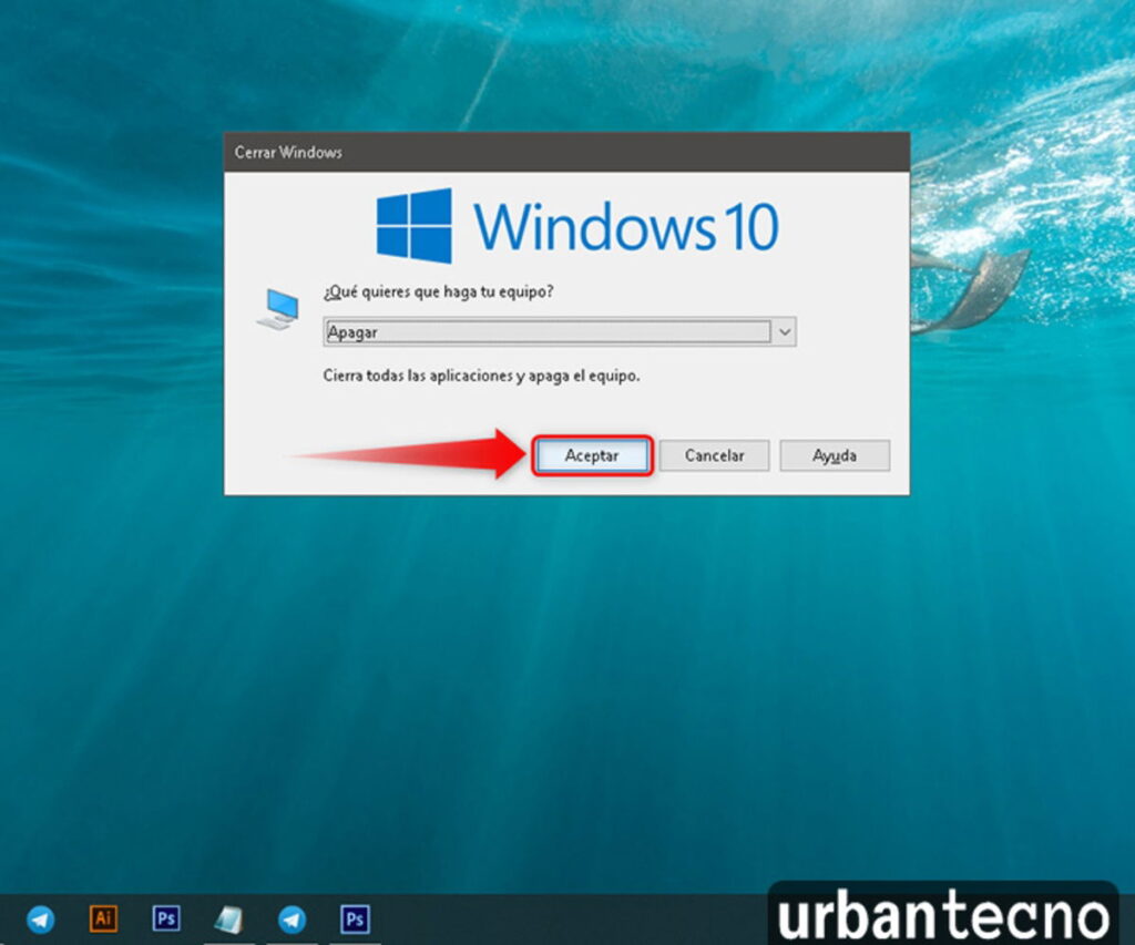como apagar la computadora con el teclado en windows 10